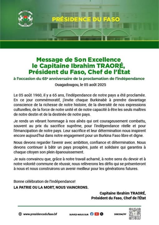 65 ans indépendance Burkina Faso